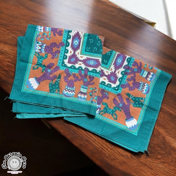 Set of 2 Vintage Southwestern Tribal Aztec Coyote Bandanas – RN16463 Made in USA - Picture 5 of 5